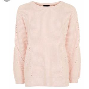 Topshop pink open back ribbed blouson sweater